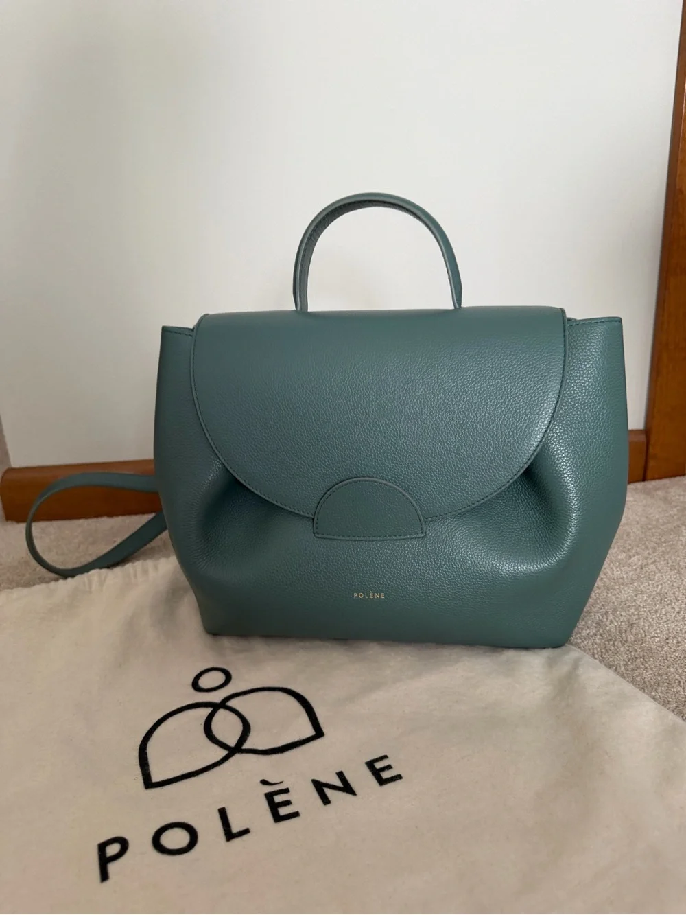 Polène Numero Un - Agave - Green Leather Top-Handle Bag